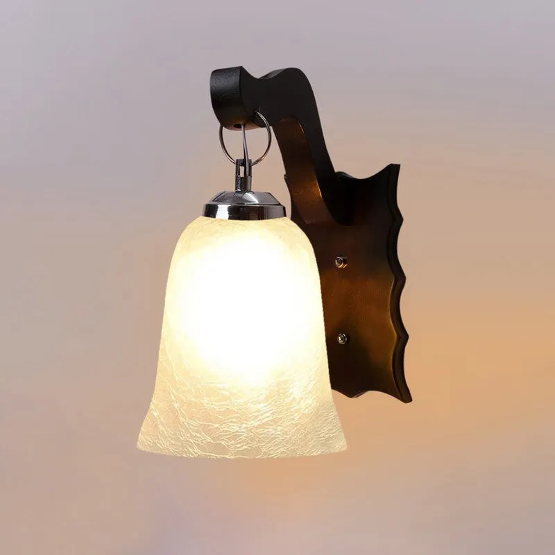 Crystal Bloom Wavy Dark-Wood Glass Wall Lamp media 7