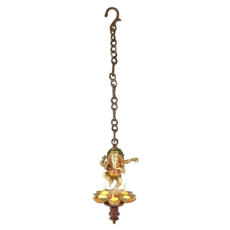 Dancing Ganesh Hanging Brass Diya media 4