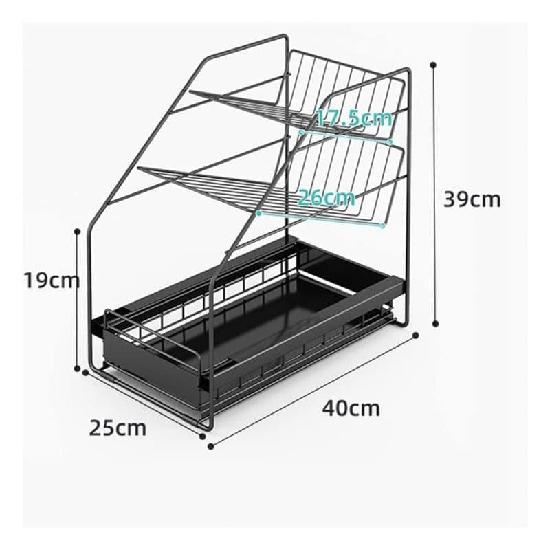 Essentio Multi-Tier Kitchen Rack with Pull-Out Drawer - Black media 6