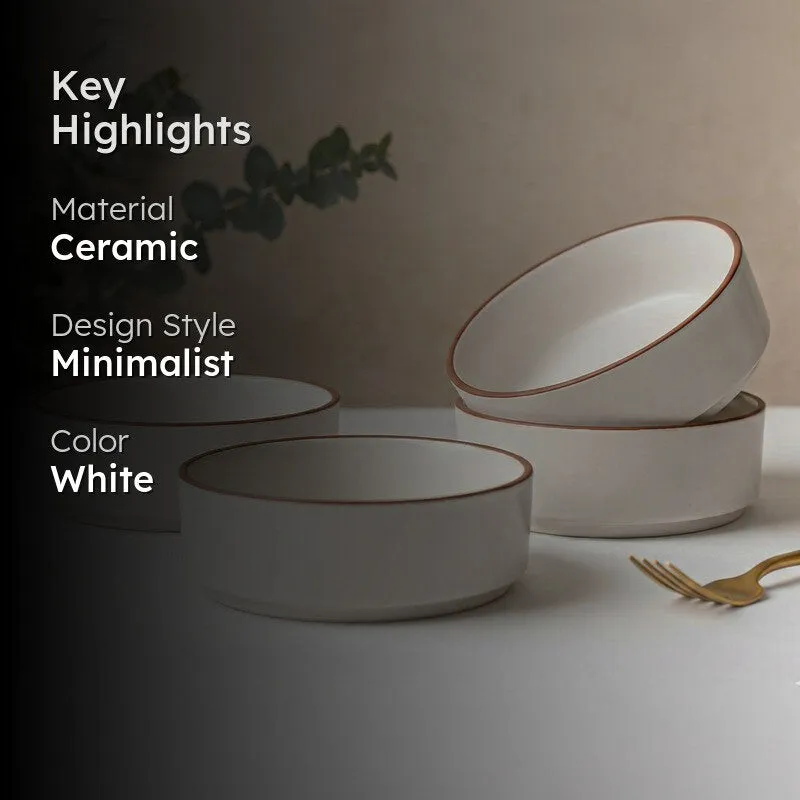 Feastyn Ceramic Salad Bowl (White/350 mL) - Set of Four media 2