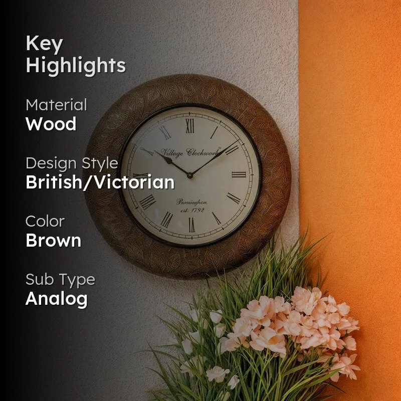 Silent Edge Dial Wooden Wall Clock media 2