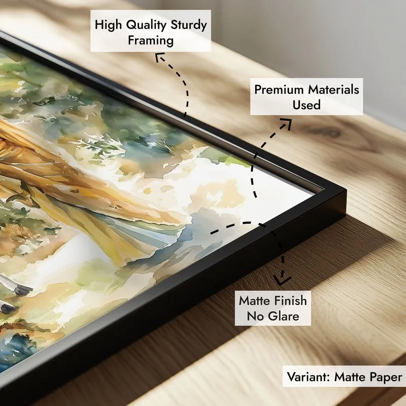 Krishna Spiritual Archival Paper Wall Painting With Frame - Black media 7