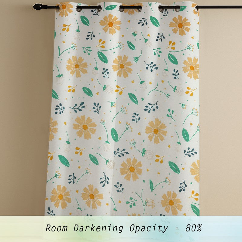 BloomSpry Cotton Curatains (green,orange) - Set Of Two media 3
