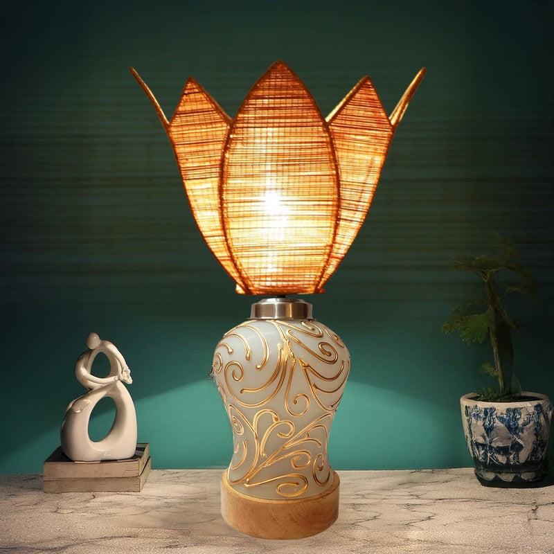 Lumithra Rattan Wooden Table Lamp - Beige