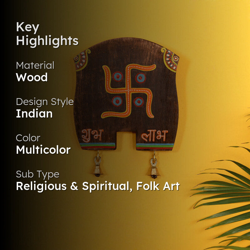 Swastika Mangal Handcrafted Wooden Wall Accent media 2