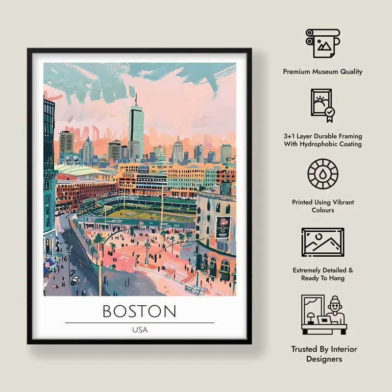Vintage Boston Framed Canvas Wall Painting media 8