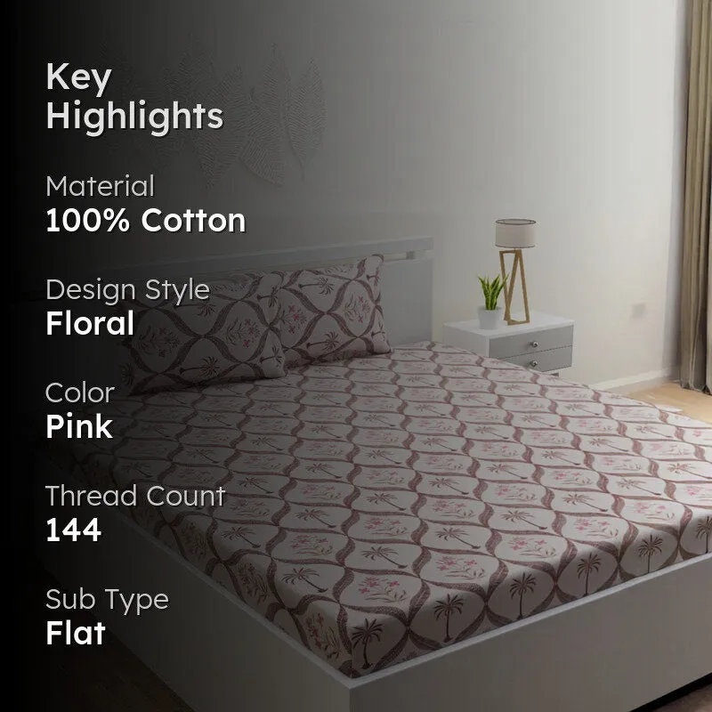 Suite Dreams Cotton Bedsheet (Light Pink) - 144 TC media 2