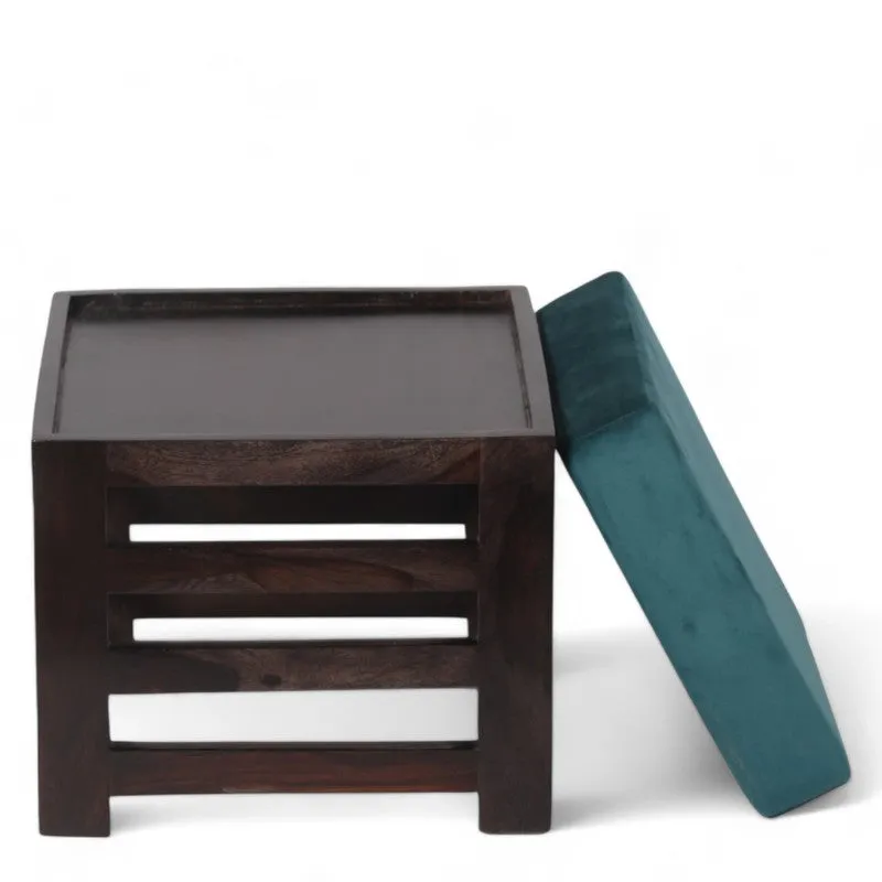 Virox Sheesham Wooden Bench with Stool (Blue) - Two Piece Set media 4