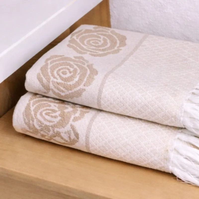 Rosette Cotton Hand Towel (Beige) - Set Of Four media 5