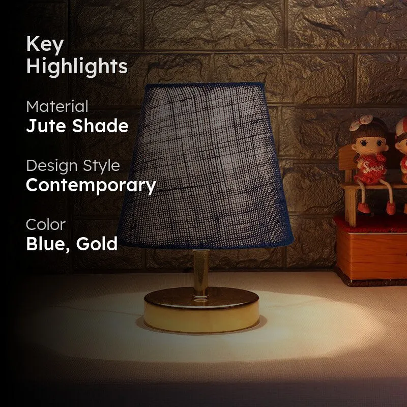 Alba Jute Table Lamp - Blue,Gold media 2
