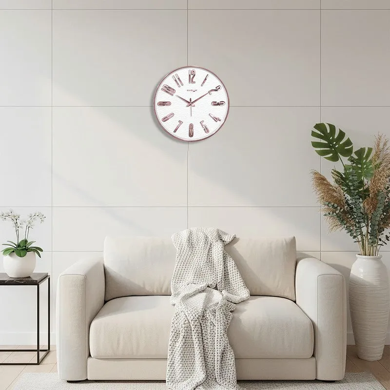 Elite Numeric Plastic Wall Clock - White & Rose Gold media 4