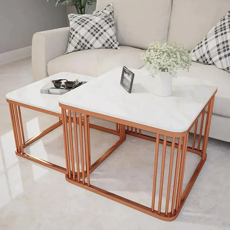 Elysian Edge Accent Table with Marble Top (Copper) - Set Of Two media 4