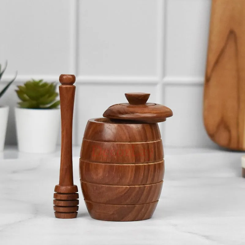 Nectar Nest Sheesham Wood Honey Jar media 3