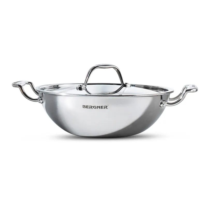 Bergner Argent Triply Kadhai With Lid - 2000 mL media 7