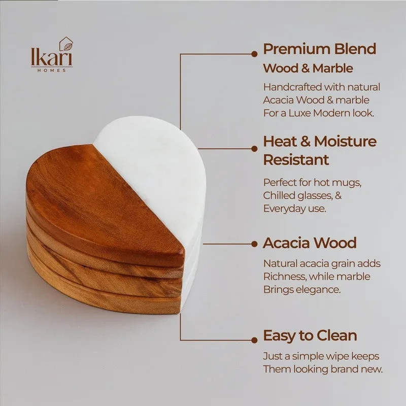 Heart Shaped Stone Acacia Wood Coasters media 8