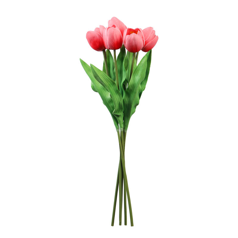 Artificial Realistic Tulip Flower Stick (Pink) - Set Of Five media 3