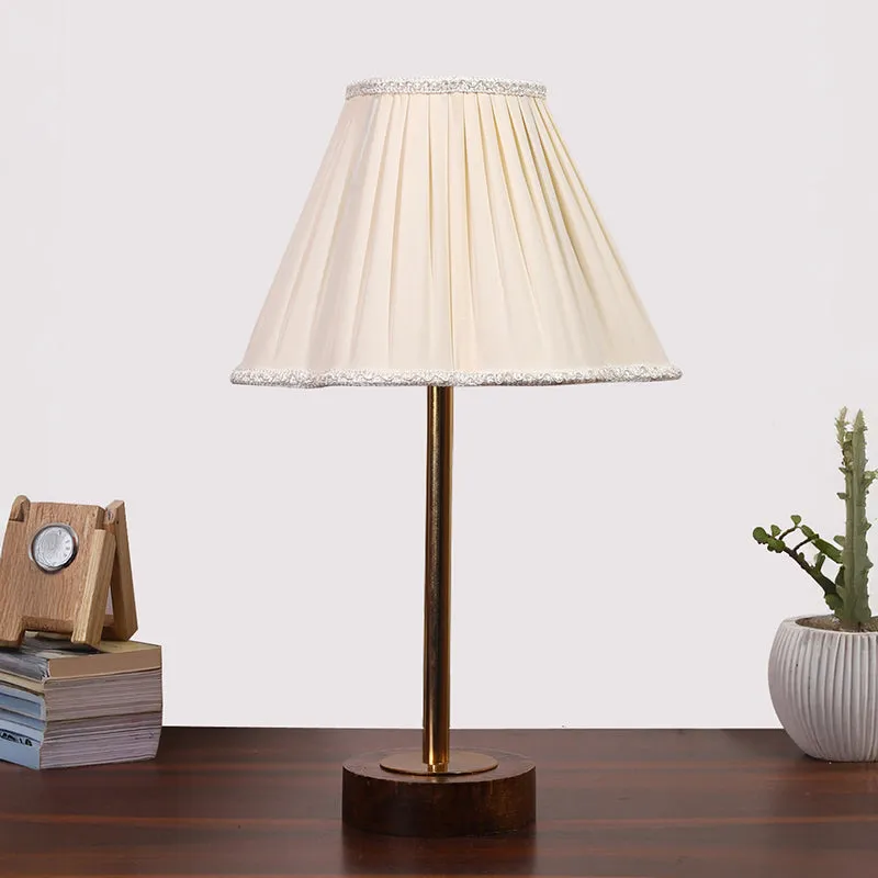Pleatra Rodin Wooden Table Lamp - Ivory,Gold,Brown media 3