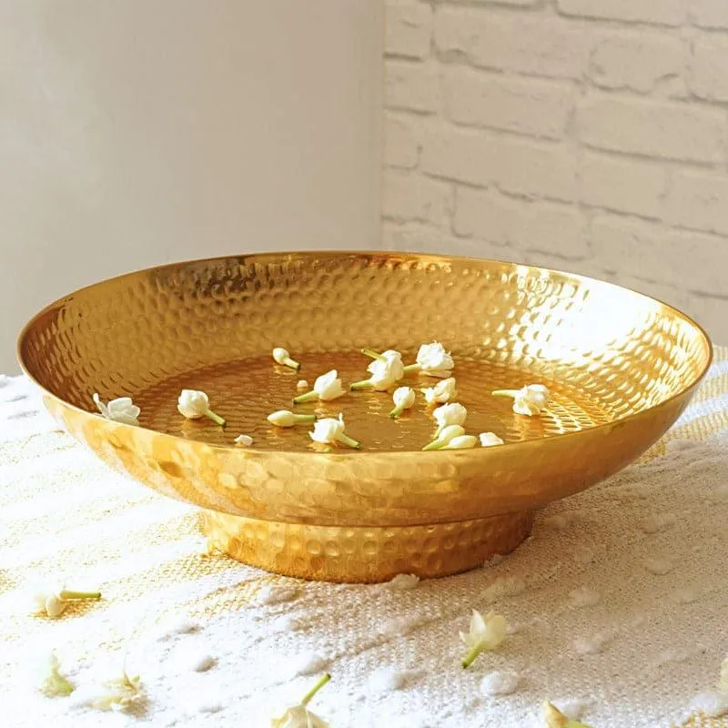 Sarcha Hammered Urli - Gold media 4