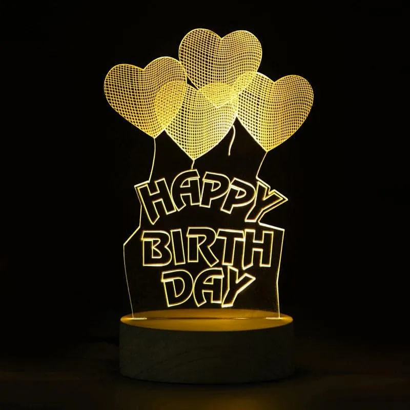 Happy Birthday LED Acrylic Table Lamp - Brown media 1