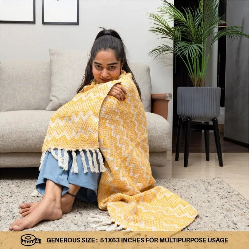 Urban Space Zigzag Cotton Throw - Yellow media 5