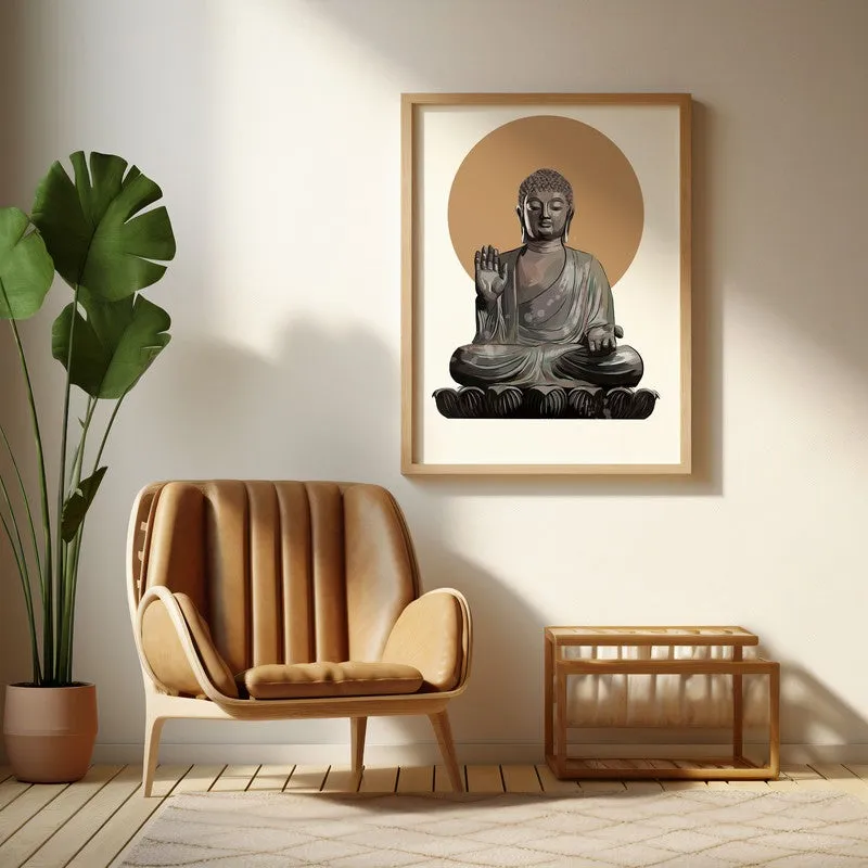 Buddha's Halo Archival Paper Wall Art - Natural Brown Frame media 5