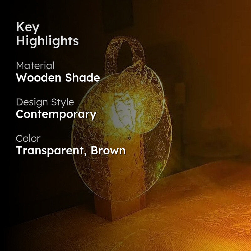 Hydro Wave Rotating Wooden Table Lamp - Transparent,Brown media 2