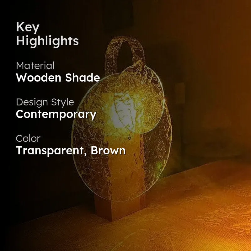 Hydro Wave Rotating Wooden Table Lamp - Transparent,Brown media 2