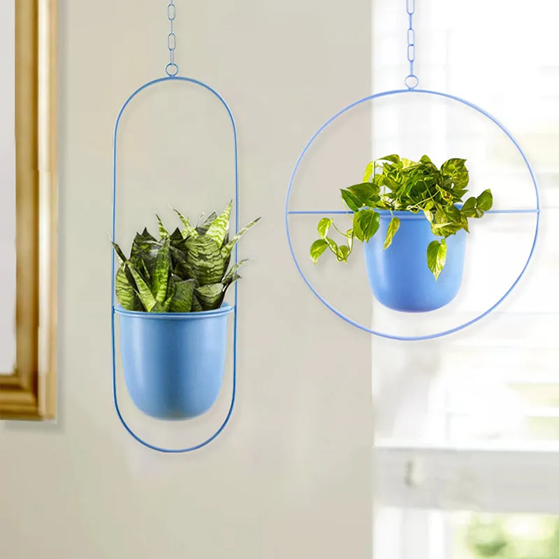 Metra Hanging Planter (Blue) - Set Of Two media 1