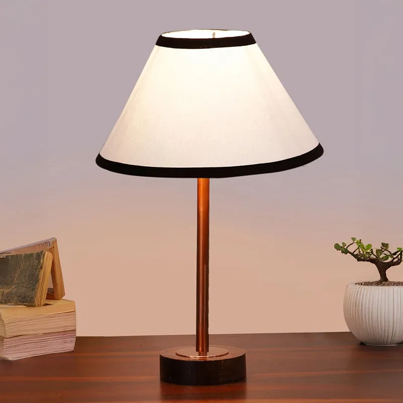 Cotin II Stripe Rodin Wooden Table Lamp - White,Copper,Brown media 2