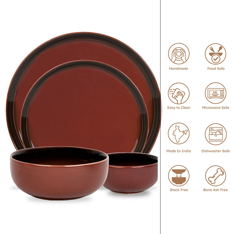 Caspian Porcelain Dinner Set (Brown) - 20 Piece Set media 3