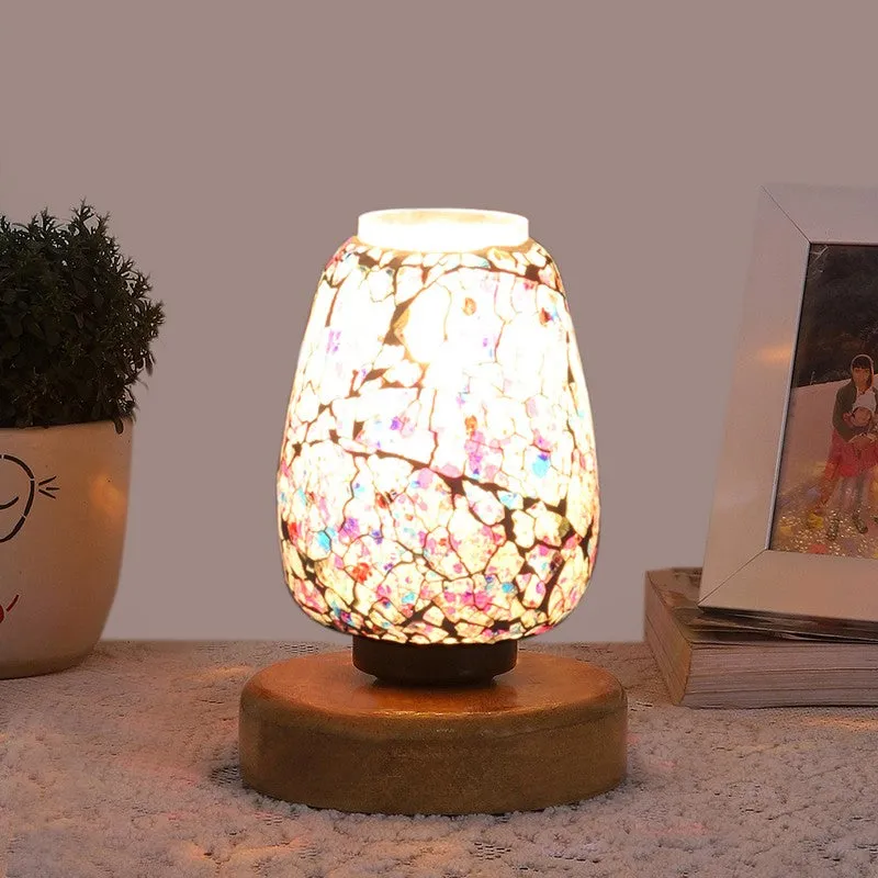 Astryl Glass Table Lamp With Wooden Base - Multicolor media 3