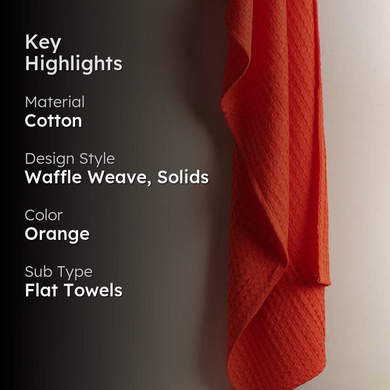 Alyssa Textured Waffle Bath Towel - Orange media 2