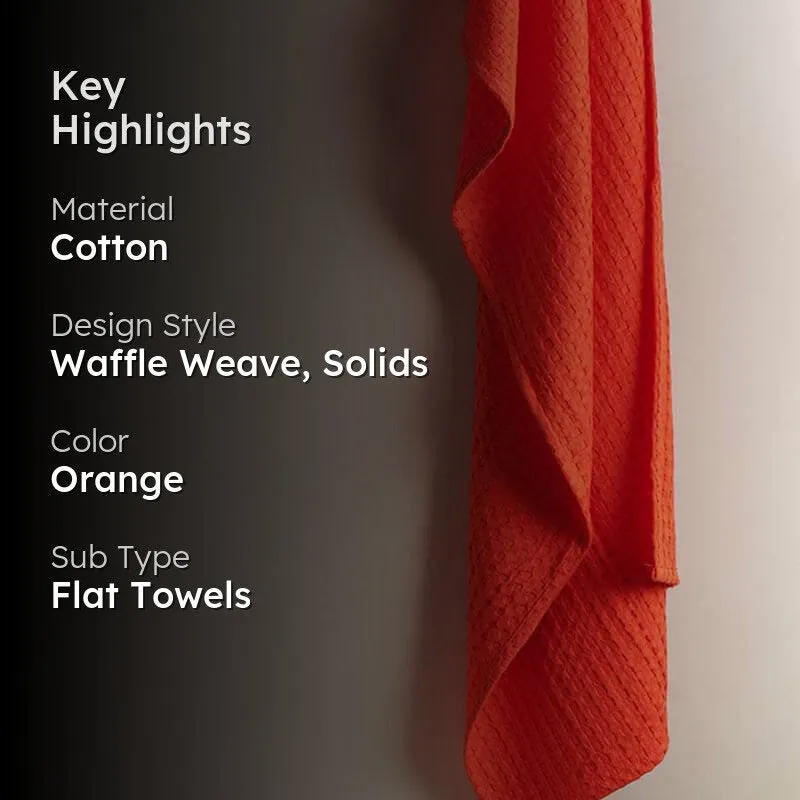 Alyssa Textured Waffle Bath Towel - Orange media 2