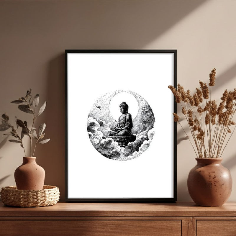 Eternal Peace Buddha Wall Painting With Black Frame media 6