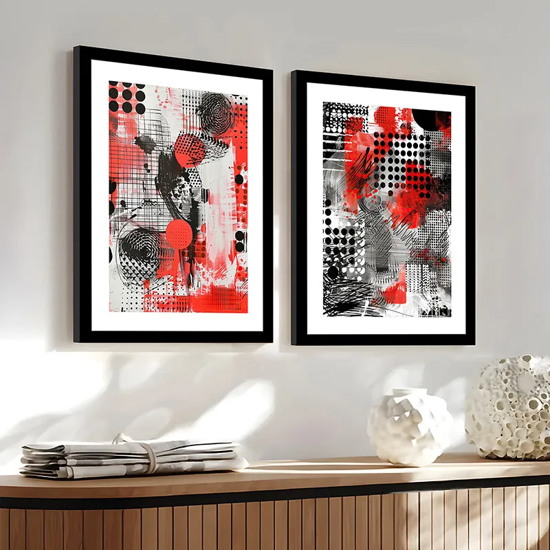 Pop Of Red Wall Art With Frame - Set Of Two media 6
