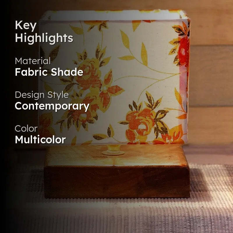 Orange Poppy Square Fabric Table Lamp - Multicolor media 2