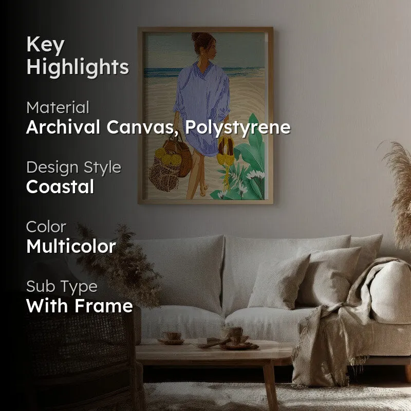 Coastal Escape Canvas Wall Painting - Brown Frame media 2