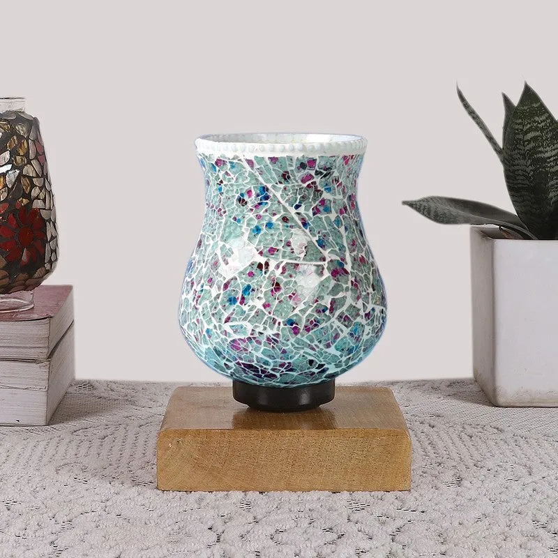 Auraora Mosaic Glass Table Lamp With Wooden Base - Multicolor media 4