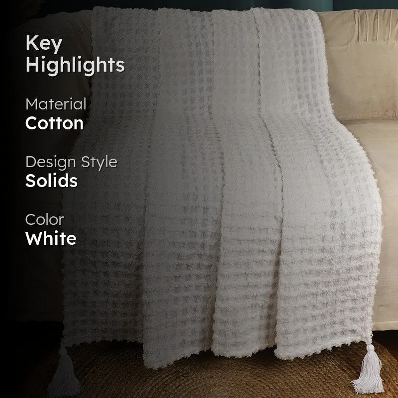 Snug Checks Cotton Throw - White media 2