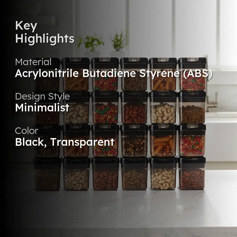 Snaplock Pantry Guard Air Tight Container (Black/500 mL Each) - Set of Twenty Four media 2