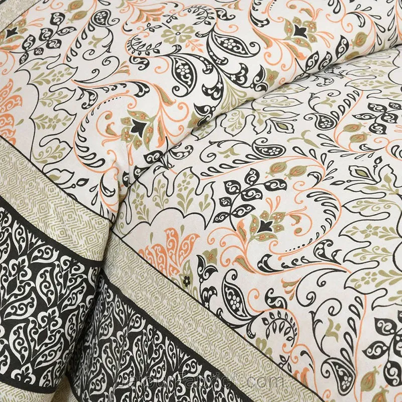 Mughal Jaali Printed  Cotton Bedsheet (Green & Beige (120 TC) - 120 TC media 6