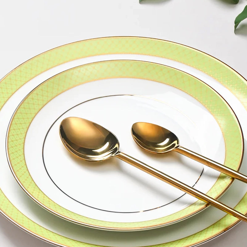 Princely 24k Gold Brushed Porcelain Dinner Set - 33 Piece Set media 5