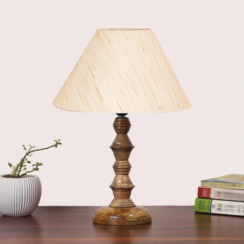 Cotin II Timber Wooden Table Lamp - Ivory,Brown media 3