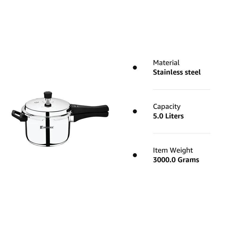 Bergner Stainless Steel Pressure Cooker With Outer Lid - 5000 mL media 7