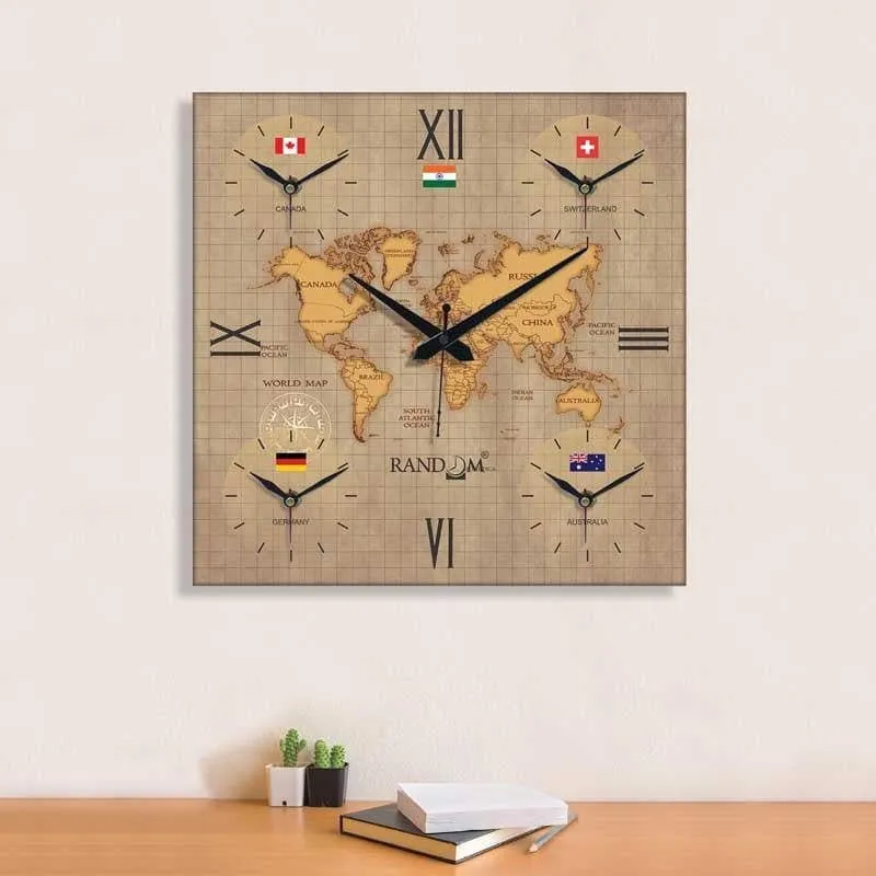 Around The World In 24 Hours Wall Clock - Brown media 1