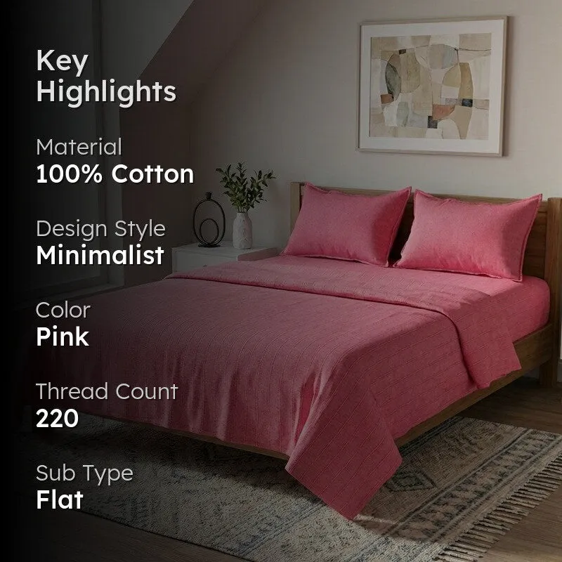 Serene Spread Cotton Bedsheet (Pink) - 220 TC media 2