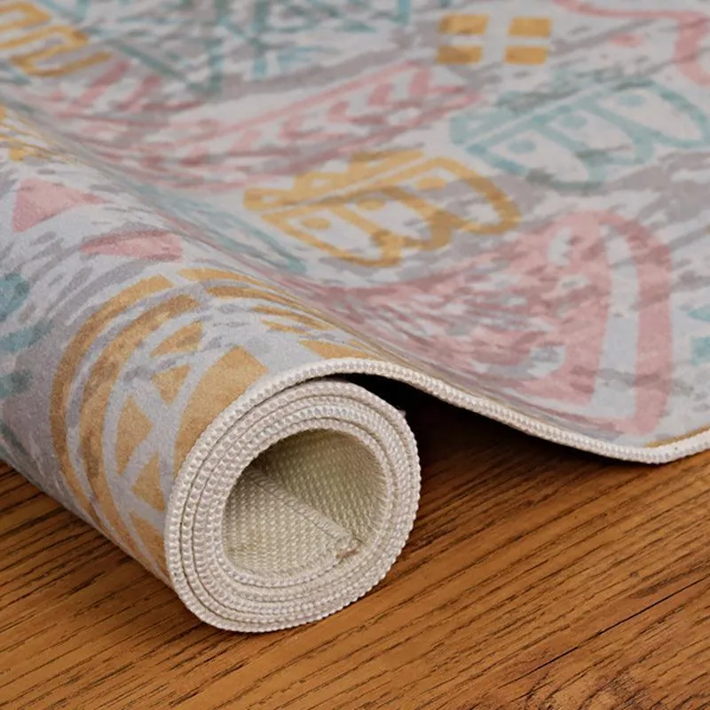Gildor Abstract Polyester Anti-Skid Carpet - Grey & Yellow media 5