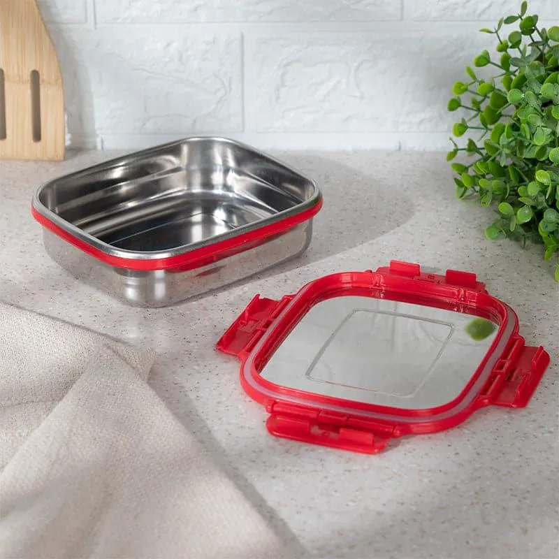 Maxo Munch Airtight Lunch Box (Red & Silver) - 575 mL media 3