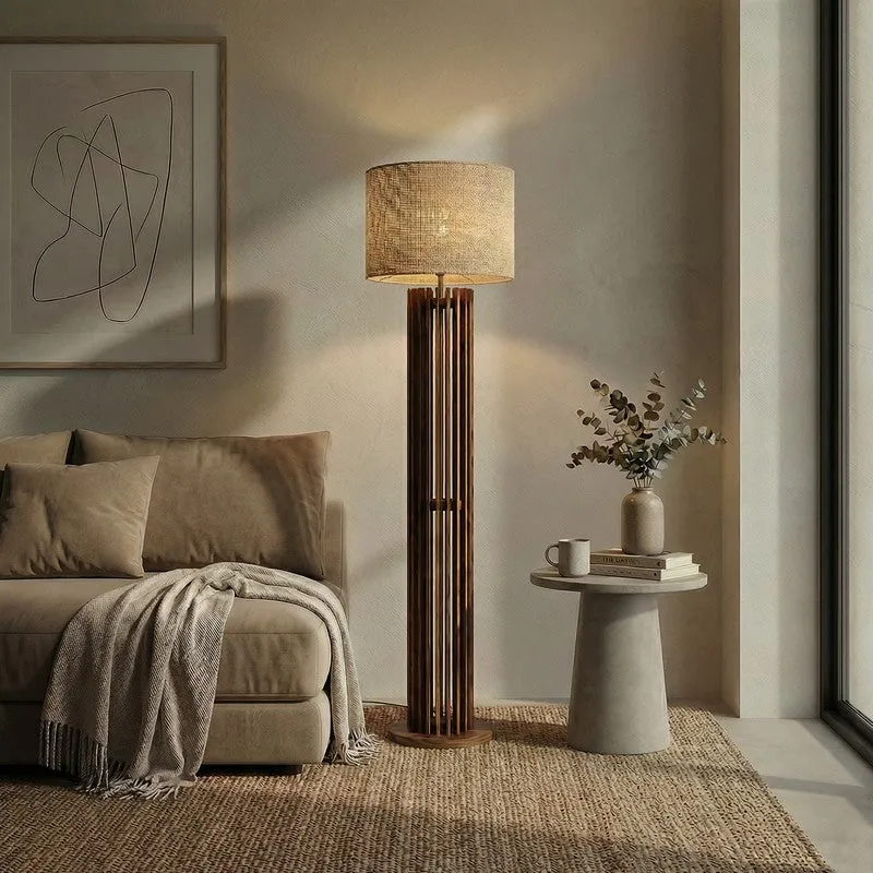 SoftAura Wooden Floor Lamp - Brown media 4