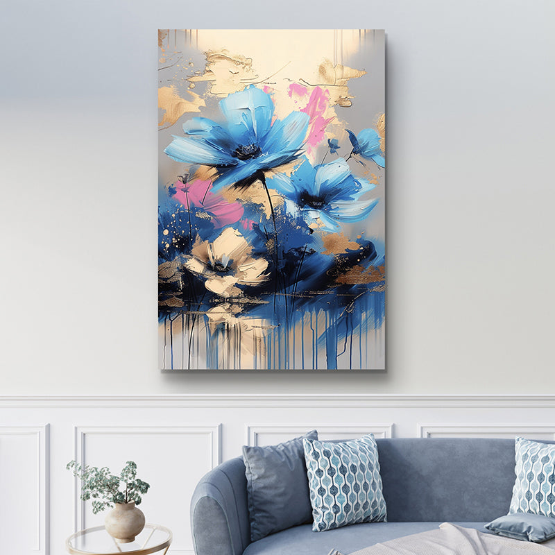 Blooms In Blue Wall Painting